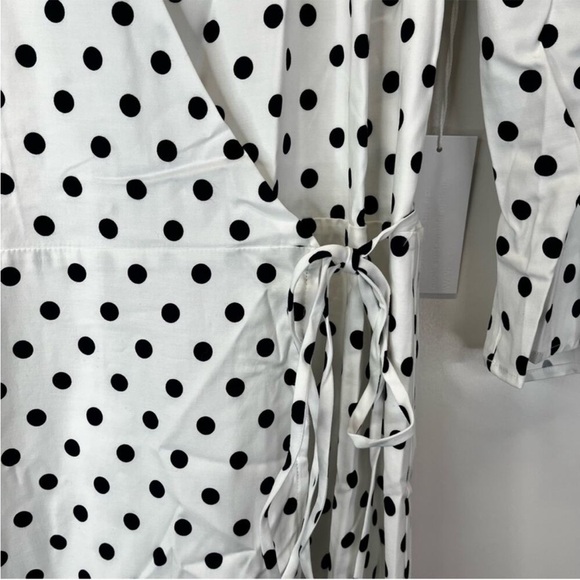 Reformation Hilltop Malta Polka Dot Midi dress white black - L - Picture 8 of 13